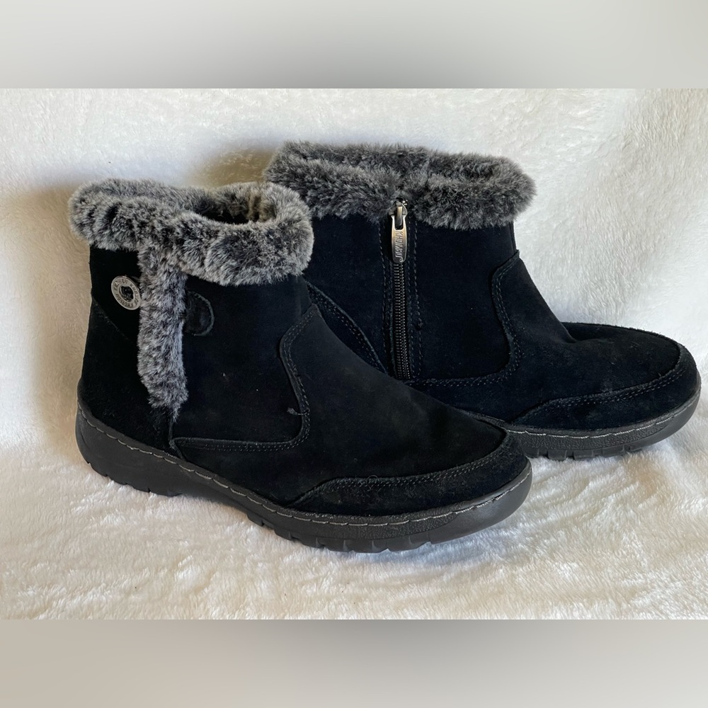 Khombu Iris Boots Black Leather Sz 8 like new warm for winter